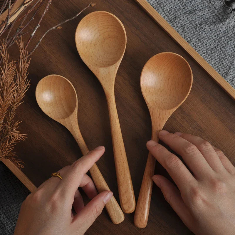 Axyaa Wooden Spoon Set: Eco-Friendly Kitchen Utensils for Mixing, Serving, Stirring