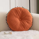 Axyaa Pom Pom Fringed Round Pillow for Home Decor & Gifts