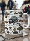 Axyaa Turtle Atlas Mug - Vintage Botanical Illustration, Microwave Safe Coffee Cup