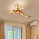 Axyaa Wood Dragon Nursery LED Ceiling Light for Kids' Room