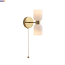 Axyaa LED Wall Lamps 2 Heads Pull Chain Switch White Glass Stair Light