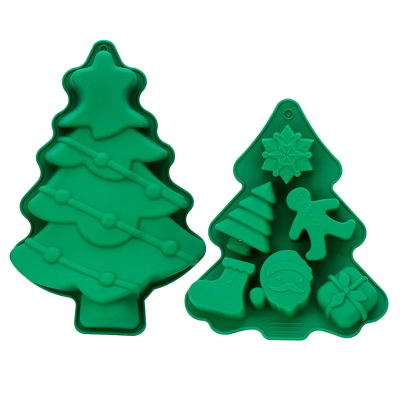 Silicone Christmas Chocolate Mold Set Snowflake Tree Stars Elk Snowman Axyaa