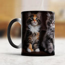 Axyaa Heat Reveal Kittens Cats Fluffy Mugs - Cold Hot Sensitive Milk Tea Coffee