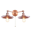 Axyaa Industrial Pink LED Wall Light with Pull Chain Switch - Two Heads Industrial Bedroom Lamp