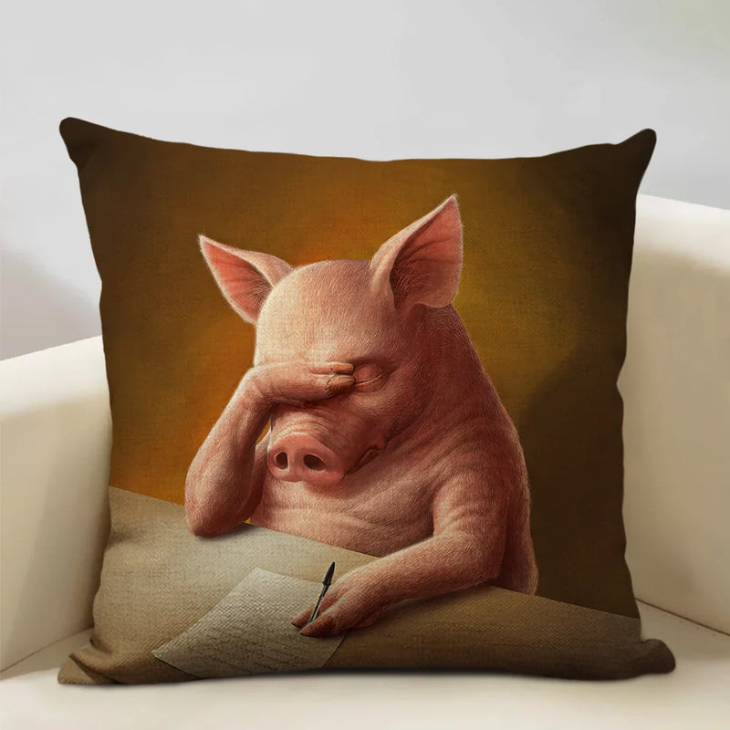 Cute Pig Pattern Pillowcase 45x45cm Axyaa Home Decor Sofa Linen Cushion Cover