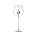 Axyaa Ripple Goblet Glass Cup with Pink Heart Design, 12oz, 350ml