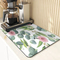 Axyaa Leaf Print Coasters & Drying Mat Set for Kitchen Essentials