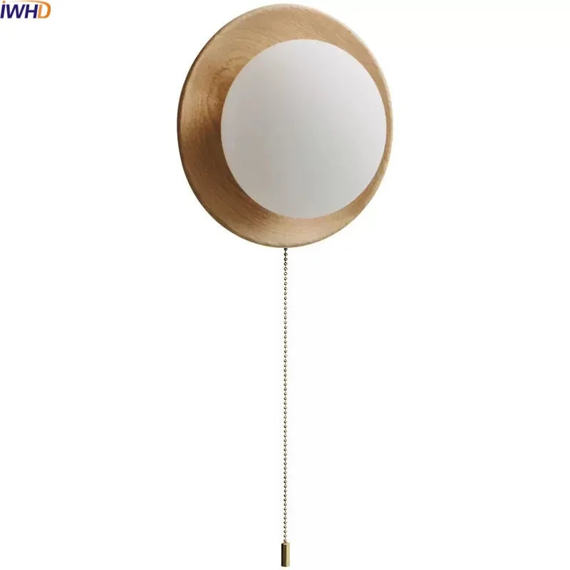 Axyaa Round Wood Glass Ball LED Wall Sconces for Bedroom and Living Room