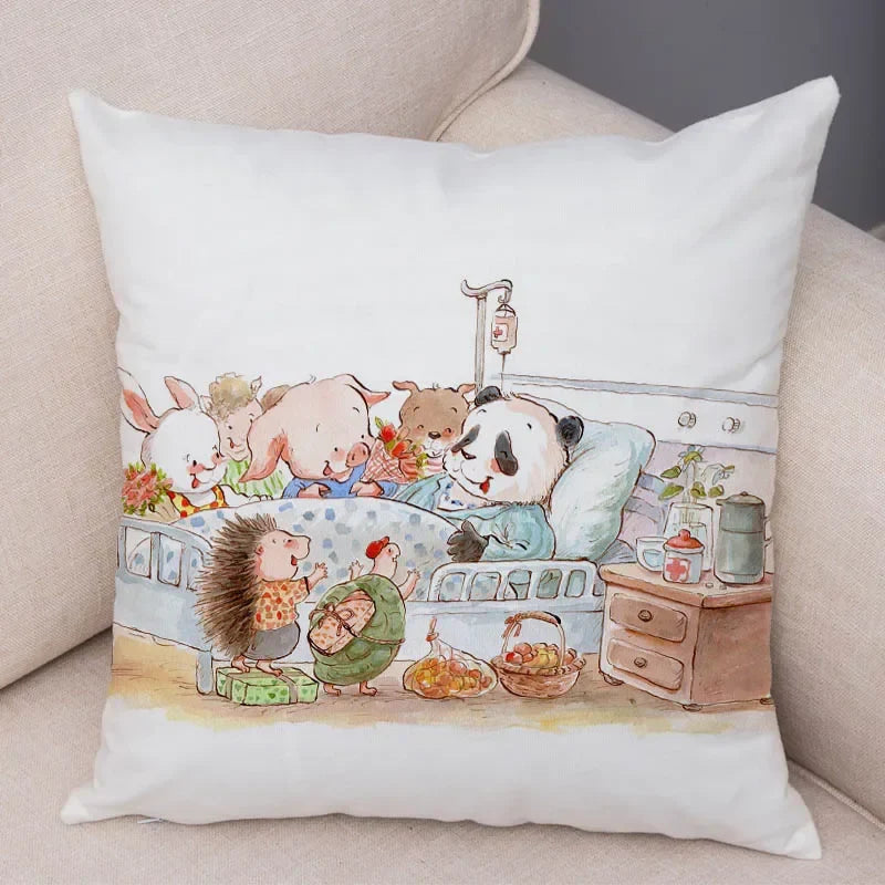 Axyaa Cartoon Pig Cushion Cover 45x45cm Super Soft Short Plush Pillowcase