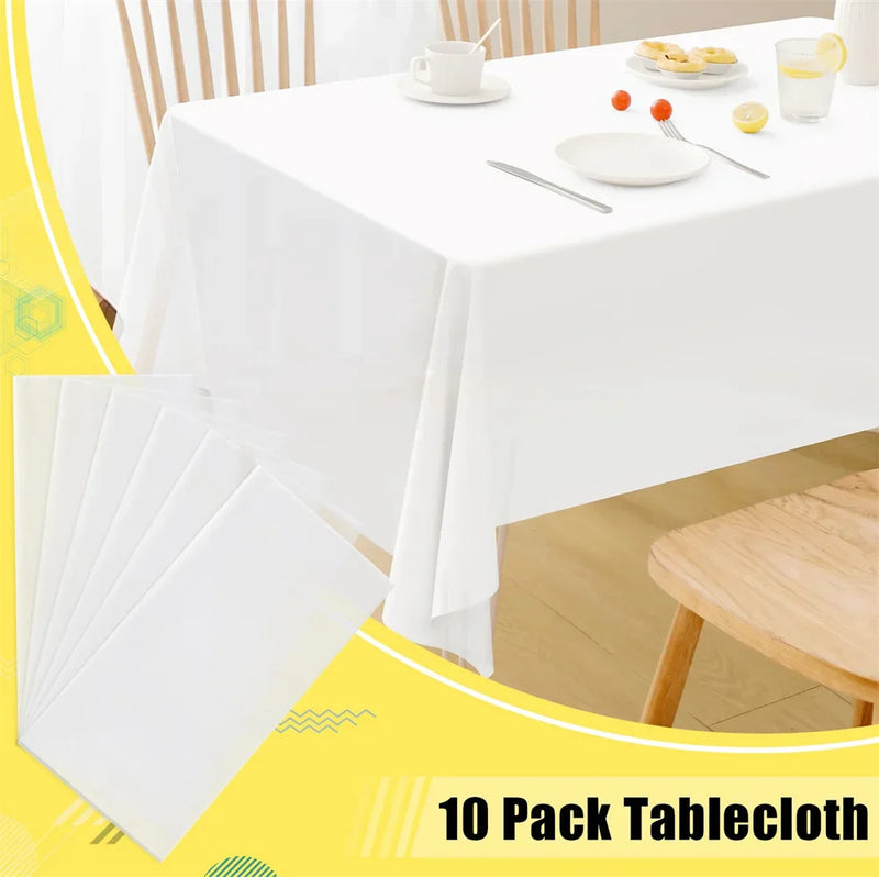 Axyaa Rectangle Disposable Waterproof Vinyl Tablecloth Pack of 10