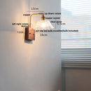 Axyaa Nordic LED Wall Light Pull Chain Switch Copper Walnut Wood Glass Sconce