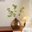 Axyaa Brown Glass Vase for Hydroponics Plants, Table Decoration, Room Aesthetic