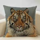 Axyaa Tiger Lion Linen Pillowcase 45x45cm Decorative Cushion Cover for Living Room