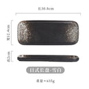 Axyaa 12" Ceramic Sushi BBQ Plate - Rectangular Tray for Desserts, Noodles.
