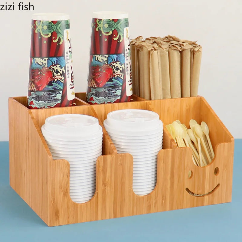 Axya Bamboo Cup Holder & Storage Organizer Display Stand