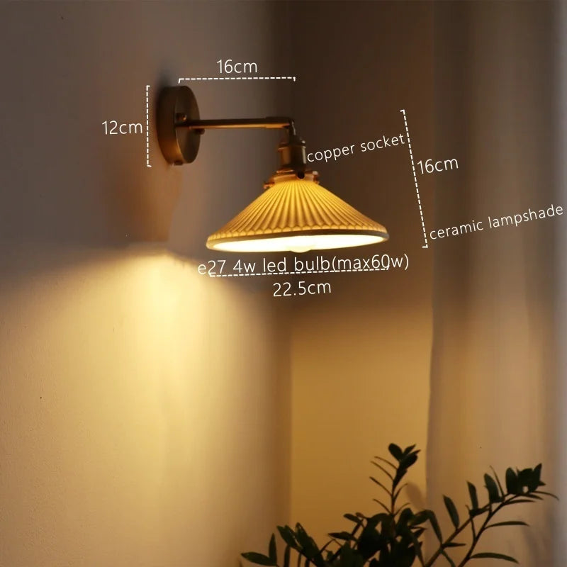 Axyaa Nordic LED Wall Sconce Ceramic Pull Chain Switch Light Fixture