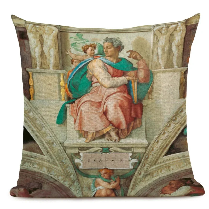 Michelangelo Genesis Mural Sofa Pillow Case by Axyaa - Renaissance Art Decoration