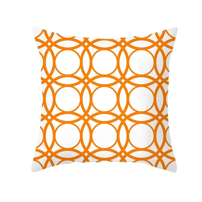 Axyaa Yellow Orange Abstract Geometry Print Pillow Cover 45x45cm