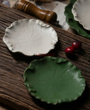 Axyaa Retro Style Steak Plate with Irregular Lotus Leaf Design, Creative Ceramic Dessert Dish