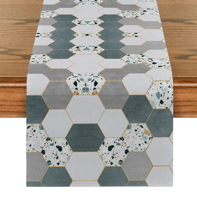 Axyaa Geometric Line Cube Table Runner - Farmhouse & Wedding Party Decor