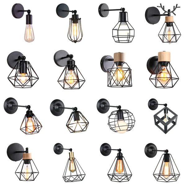 Axya Industrial Vintage Wire Cage Wall Sconces for Living Room Restaurant Home Decor