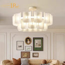Axyaa White Large Chandelier Acrylic Fingerprint Pendant Light Fixture