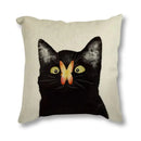 Black Cat & Butterfly Print Linen Cushion Cover by Axyaa - 45x45CM