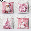 Axyaa Christmas Pink Pillow Cover for Home Decor and Holiday Gift