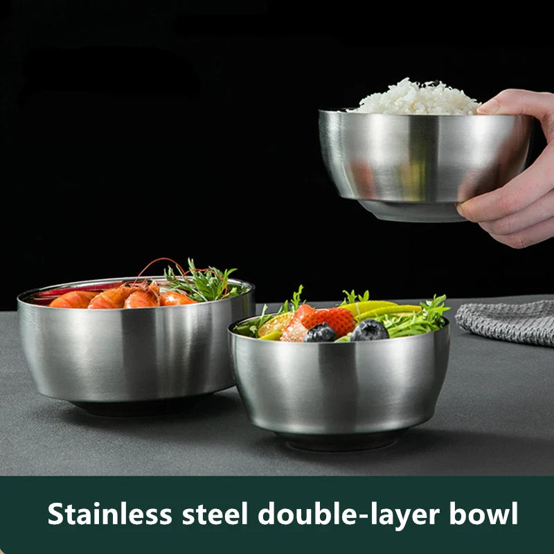 Axyaa Stainless Steel Thermal Insulated Rice Bowl Set