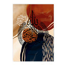 Boho Blue Orange Abstract Ayatul Kursi Canvas Wall Art by Axyaa