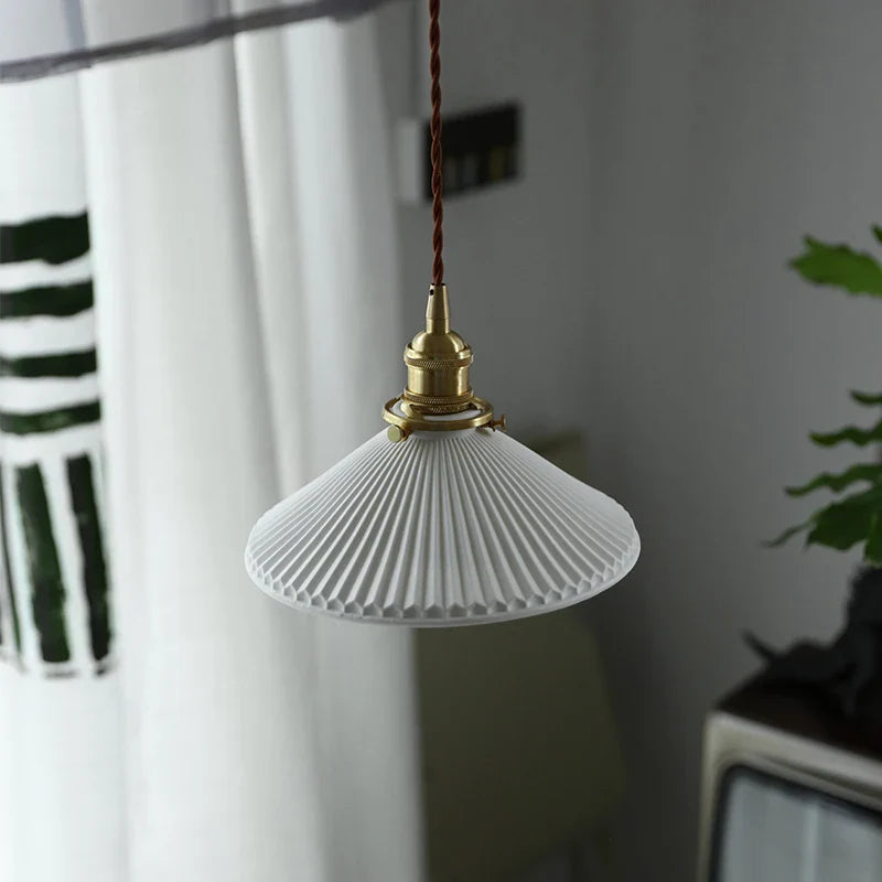 Axyaa White Ceramic LED Pendant Lights: Minimalist Loft Illumination
