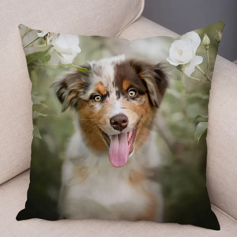 Axyaa Australian Shepherd Pillow Cover - Cute Dog Animal Cushion