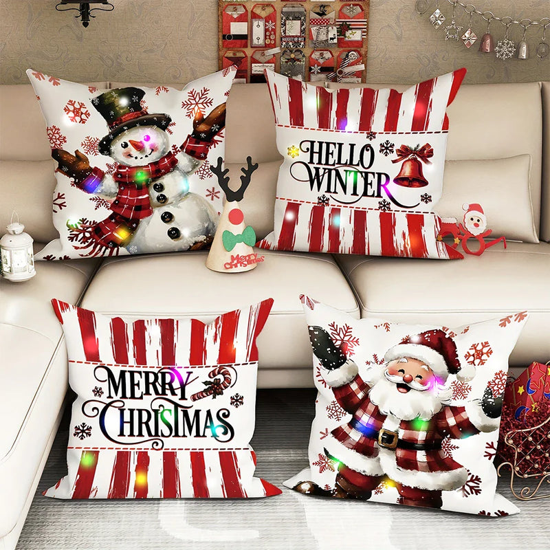 Axyaa Christmas LED Luminous Pillowcase - Santa Claus Snowman Design