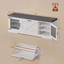 Axyaa Rustic Storage Bench with Lift Top Drawers, Cushioned Seat, Shoe Rack