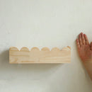Axyaa Boho Pine Wood Wall Shelf, Scalloped Edge Display for Nursery or Home Decor