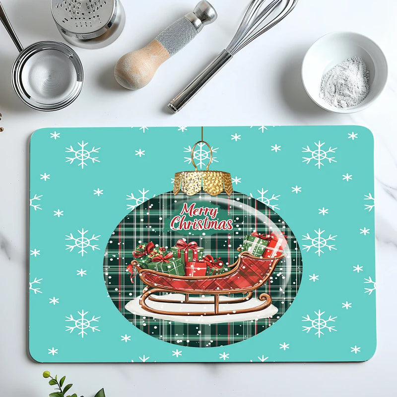 Axyaa Christmas Drain Pad: Non-slip, Heat Resistant Tableware Drying Mat for Kitchen Counter