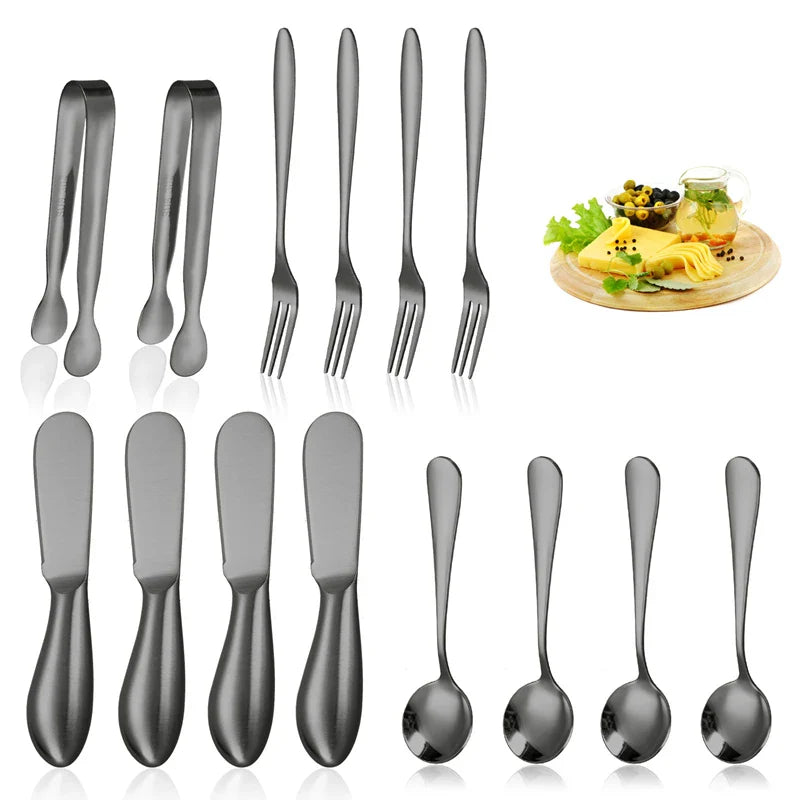 Axyaa 14-Piece Stainless Steel Kitchen Utensils Set and Tableware