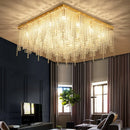 Axyaa Luxury Gold Crystal Chandelier LED Square Ceiling Light for Bedrooms and Living Rooms