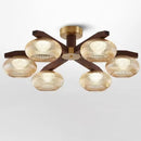 Axyaa Medieval Style Walnut Bedroom Ceiling Light Glass Lamp