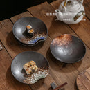 Axyaa Black Sushi Plate & Seafood Salad Ceramic Table Plate Set