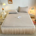 Axyaa Ice Silk Bedspread Set: Summer Bed Skirt with Lace Details