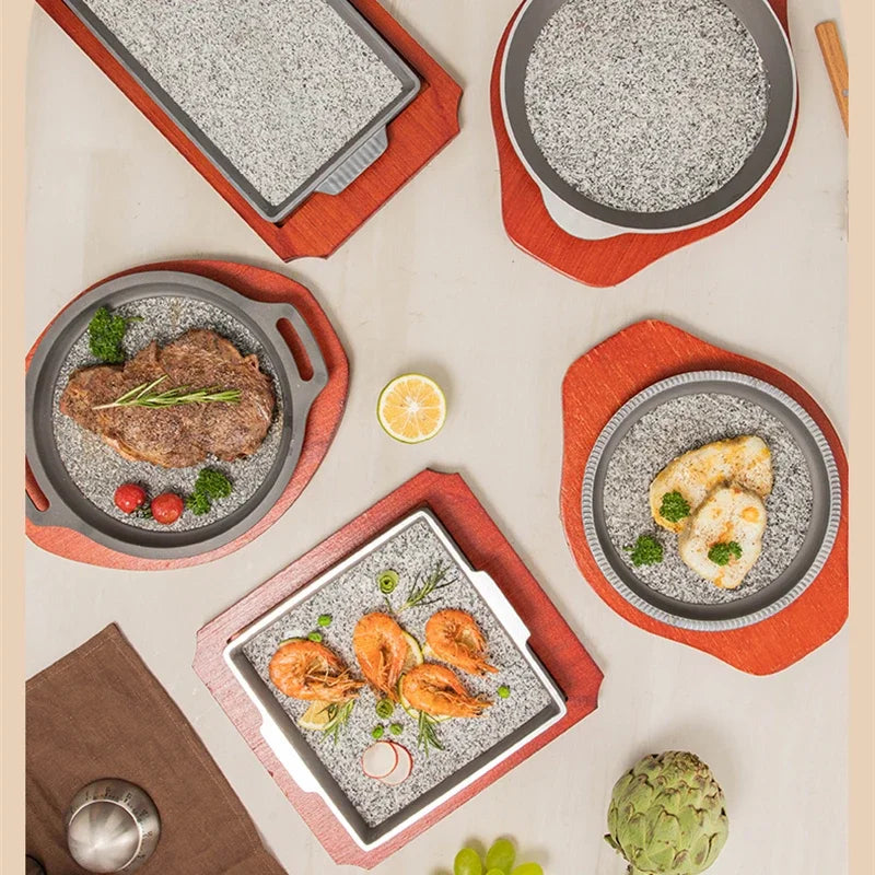 Axya Maifan Slate BBQ & Seafood Stone Plate Set