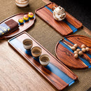 Axya Retro Tea Tray Set - High-Grade Resin & Wooden Snack Table