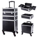 Axyaa 3-in-1 Rolling Makeup Case with Large Capacity and Lockable Wheels