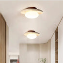 Axyaa Nordic Wood Yellow Travertine LED Ceiling Light for Modern Home Decor
