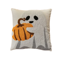 Axyaa Halloween Ghost Pumpkin Embroidered Pillow Cover, 45x45cm, Festive Living Room Decor