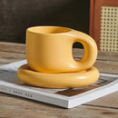 Axyaa Splash Ink Ceramic Mug with Saucer, 400ml