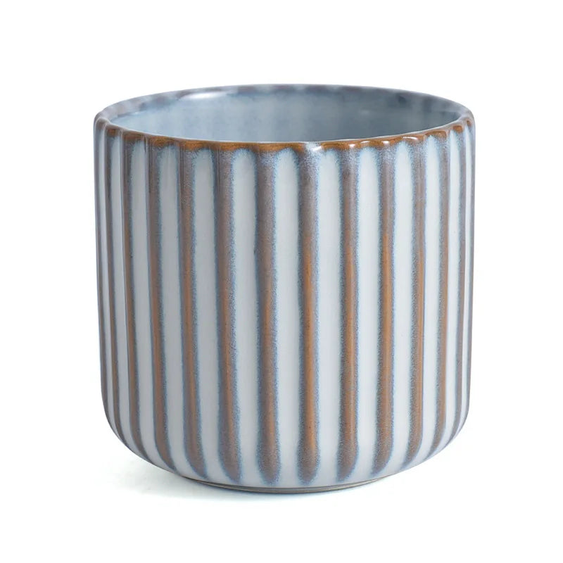 Axyaa Ceramic Tea Cup - Japanese Style Striped Coffee Mug 180ml Mug Drinkware