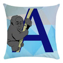 Axyaa Blue Letter Animal Print Pillowcase - Super Soft Peach Skin - Fashion Cushion Cover