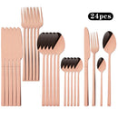 Axyaa 24Pcs Gold Cutlery Set Stainless Steel Flatware Dinnerware Kitchen Tableware